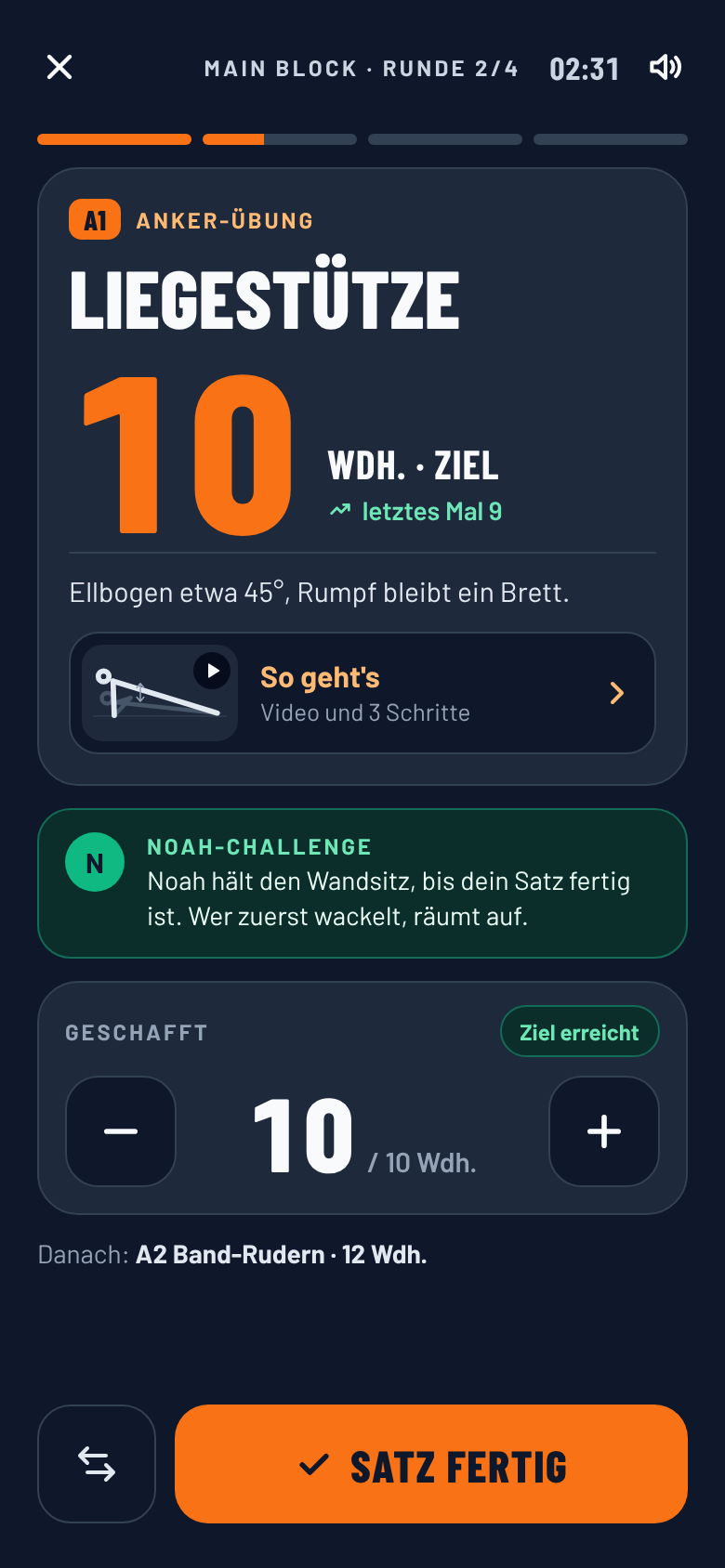 App-Screen: Workout-Player